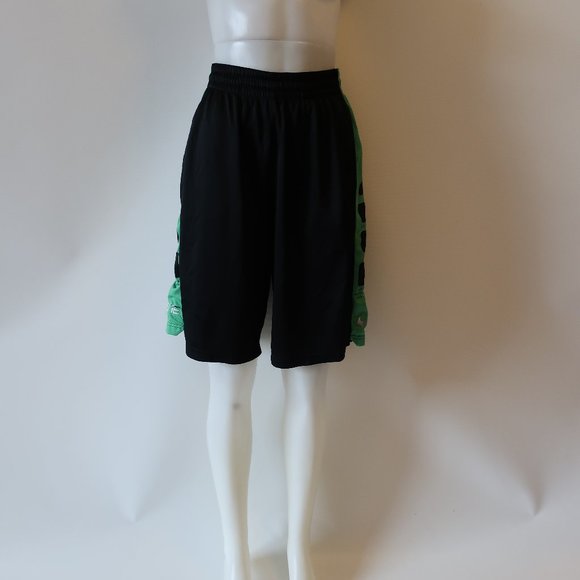 NIKE ATHLETIC BLACK AND GREEN DRI FIT SHORTS SZ M - Picture 1 of 6